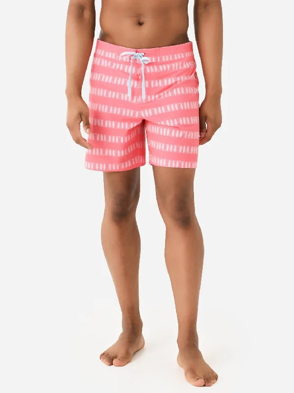 Paddlin' Out Printed Swim Short In Sunkist Coral