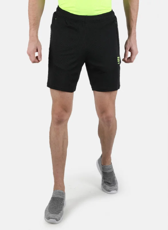 Men Black Self Design Shorts