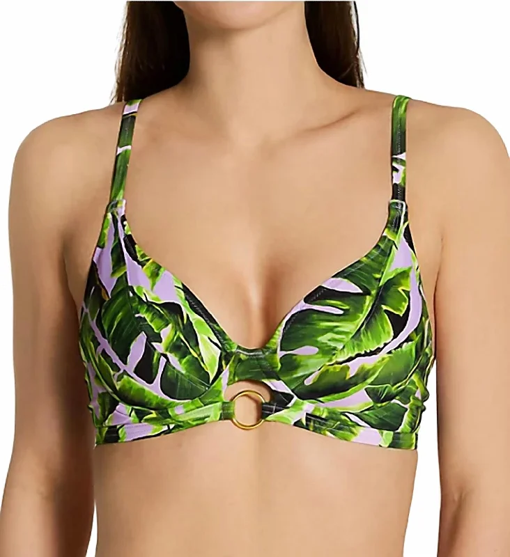 Jungle Oasis Bikini Swim Top In Cassis