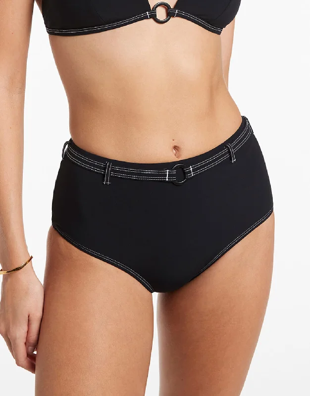 Signature High Waist Bikini Pant - Black