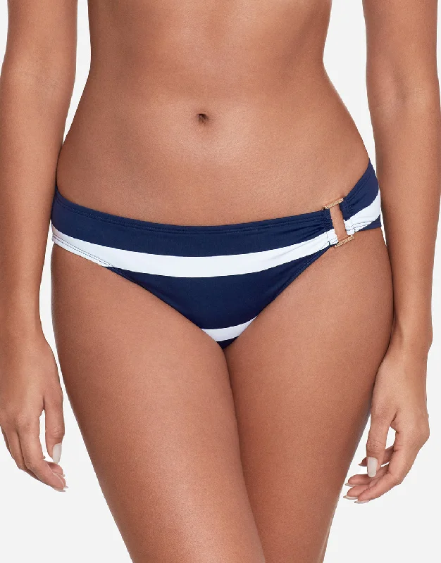 Mariner Stripe Ring Hipster Bikini Pant - Navy and White