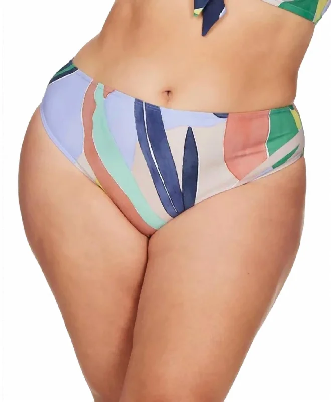 Curve Fit Mid Rise Swim Pant In Beige Multi