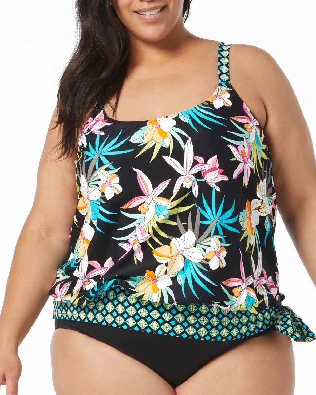 2024 Beach House Women's Plus Sarah Side Tie Blouson Tankini - Hw3a012