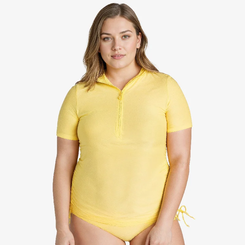 Women's Plus Half-Zip Short Sleeve Rashguard Adele Swim Top