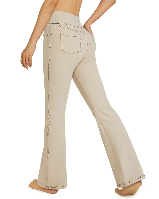 Stretchy High-Waisted Multiple Flare Work Pants