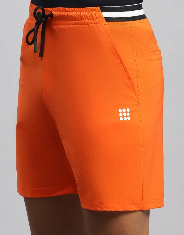 Men Orange Solid Smart Fit Short