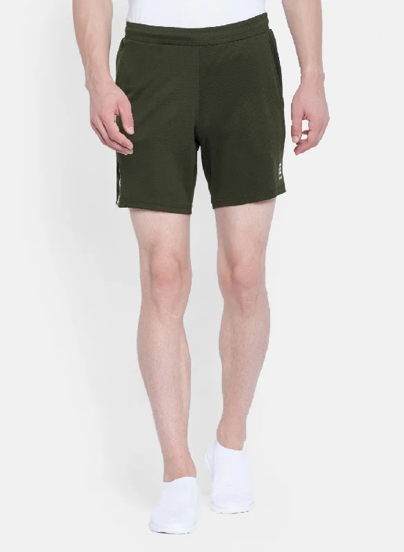 Mens Olive Self Design Short