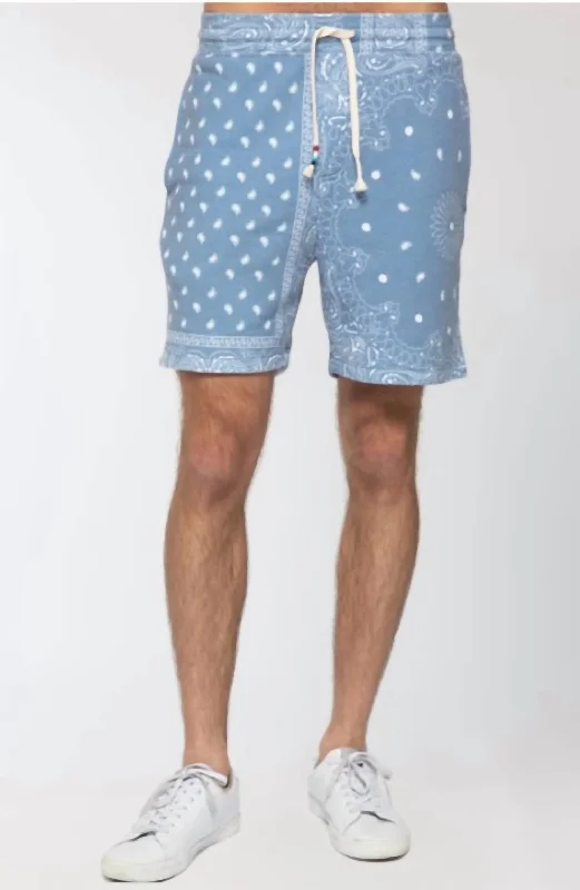 Men's Patchwork Short In Blue