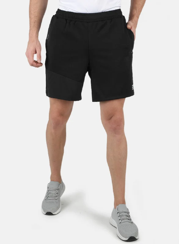 Men Black Self Design Short