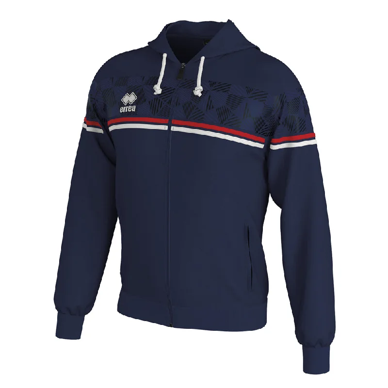 Errea Dragos Full-Zip Hooded Top (Navy/Red/White)