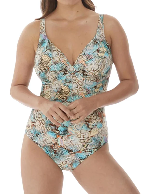 Manila Plunge Swimsuit In Iced Aqua