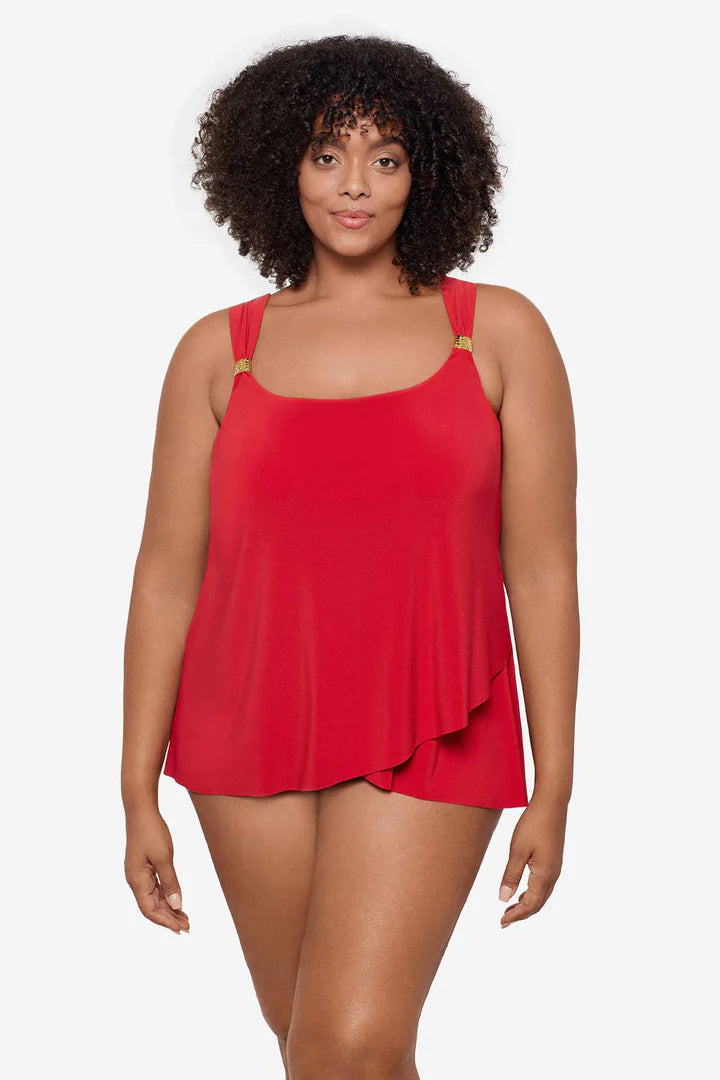 Miraclesuit Plus Razzle Dazzle Cayenne Red Tankini Top