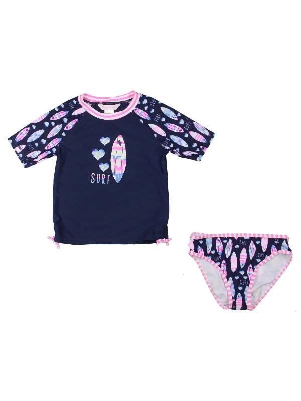 Girls 2 Piece Set Short Sleeve Rashguard