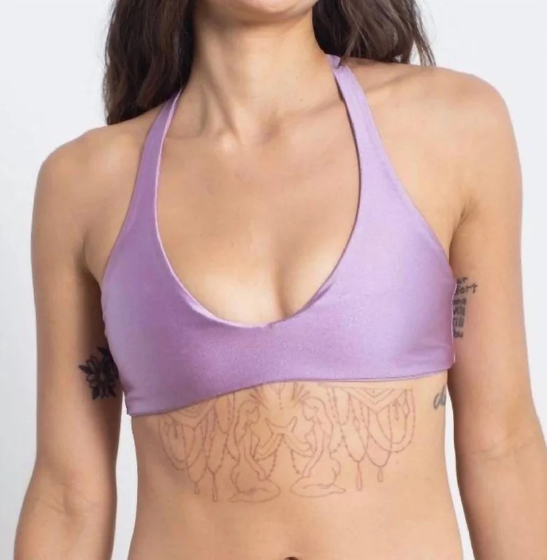 Reversible Skipper Bikini Top In Midnight Lagoon/lavender