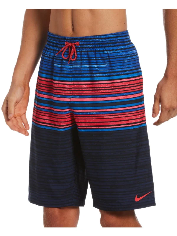 Mens Striped Board Shorts Swim Trunks