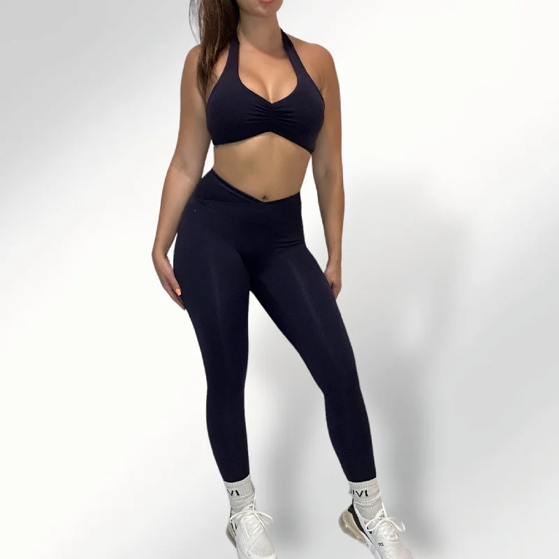 v-waist leggings in dark blue