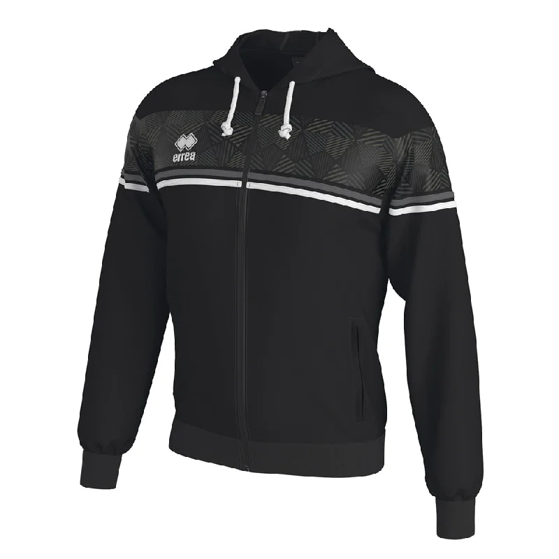 Errea Dragos Full-Zip Hooded Top (Black/Anthracite/White)