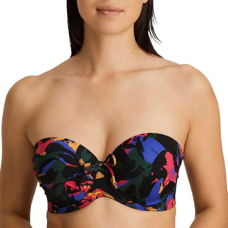 Oasis Strapless Padded Top In Black Cactus