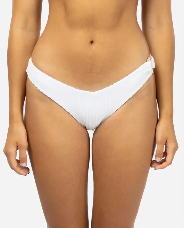 Rio Terry Skimpy Coverage Bikini Bottom In White