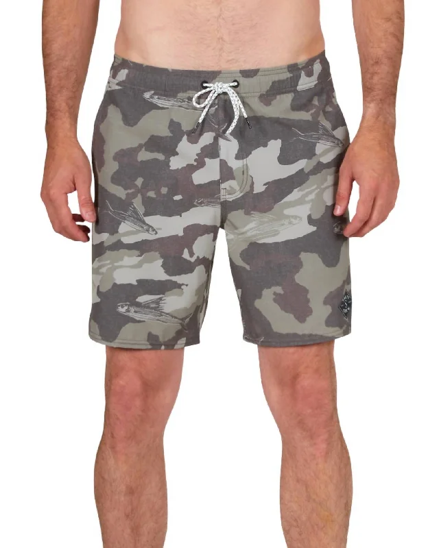 Doubletime Elastic Boardshort In Camo Tan