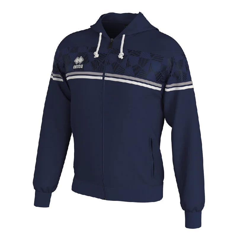 Errea Dragos Full-Zip Hooded Top (Navy/Grey/White)